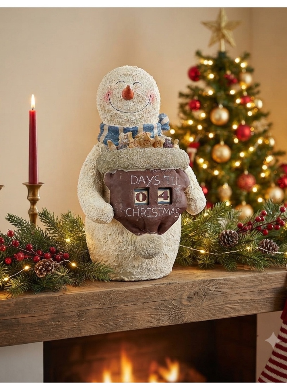 Vintage Resin Snowman Manual Countdown To Christmas - Up To 99 Days Advent